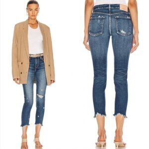 Moussy Vintage Glendale Glendele Distressed Crop Skinny Jeans Blue
